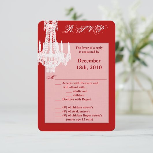 3.5x5 R.S.V.P.カードクリスタルシャンデリアGlitz Glamo 招待状 (スタンド正面)