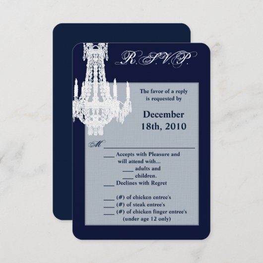 3.5x5 R.S.V.P.カードクリスタルシャンデリアGlitz Glamo 招待状 (正面/裏面)