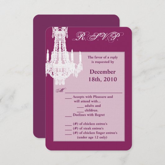 3.5x5 R.S.V.P.カードクリスタルシャンデリアGlitz Glamo 招待状 (正面/裏面)
