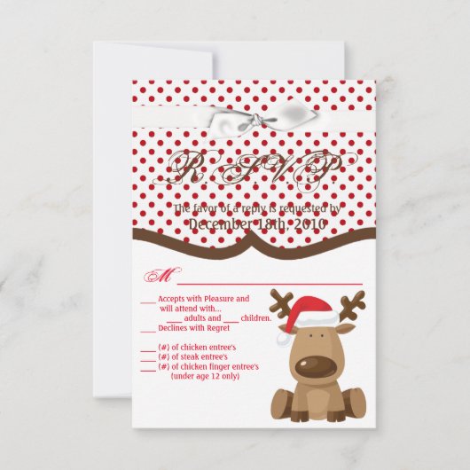 3.5x5 R.S.V.P.カードクリスマストラッククリスマスバッファローP 招待状 (正面)