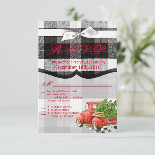 3.5x5 R.S.V.P.カードクリスマストラッククリスマスバッファローP 招待状 (スタンド正面)