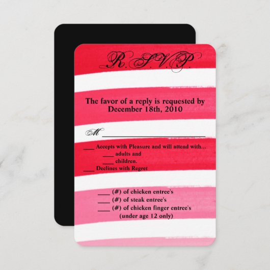 3.5x5 R.S.V.P.カードグラデーションストライプピンク線フェード 招待状 (正面/裏面)