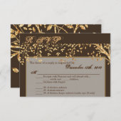 3.5x5 R.S.V.P.カードゴールドフォイル秋秋ツリーブラジャー 招待状 (正面/裏面)