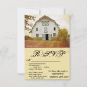 3.5x5 R.S.V.P.カードサンセットバーンカントリーファイ素朴ル 招待状 (正面)
