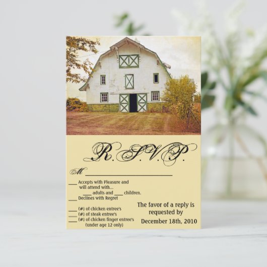 3.5x5 R.S.V.P.カードサンセットバーンカントリーファイ素朴ル 招待状 (スタンド正面)