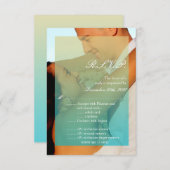 3.5x5 R.S.V.P.カードサンセットフェードティール(緑がかった色)ブルータンポート 招待状 (正面/裏面)