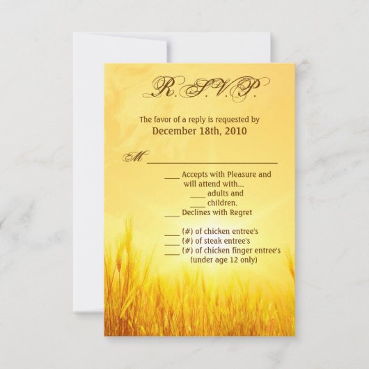 3.5x5 R.S.V.P.カードサンライズ小麦国素朴 招待状 (正面)