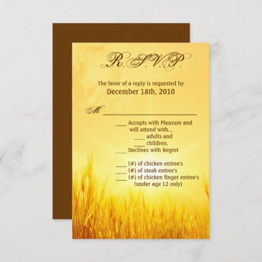 3.5x5 R.S.V.P.カードサンライズ小麦国素朴 招待状 (正面/裏面)