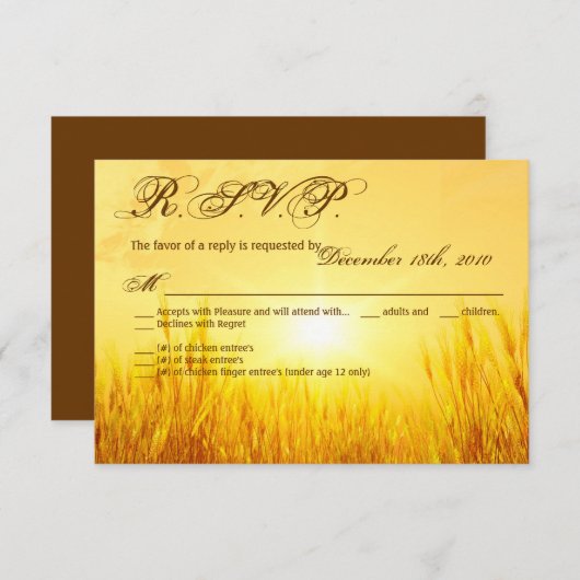 3.5x5 R.S.V.P.カードサンライズ小麦国素朴 招待状 (正面/裏面)