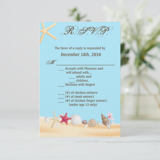 3.5x5 R.S.V.P.カードシーシェルビーチ砂海Wa 招待状 (スタンド正面)