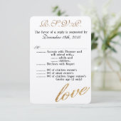 3.5x5 R.S.V.P.カードティーンエージゴールドフォイルグリッターラブ 招待状 (スタンド正面)