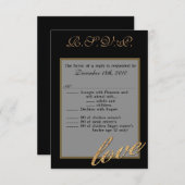 3.5x5 R.S.V.P.カードティーンエージゴールドフォイルグリッターラブ 招待状 (正面/裏面)