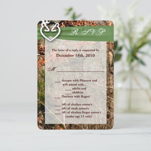 3.5x5 R.S.V.P.カードディアカップルDoeバック迷彩柄 招待状 (スタンド正面)