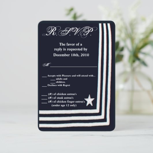 3.5x5 R.S.V.P.カードネイビーサマードレスブルースUnifo 招待状 (スタンド正面)