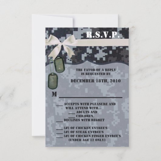 3.5x5 R.S.V.P.カードネイビーデジタルプリントUniform Cam 招待状 (正面)