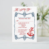 3.5x5 R.S.V.P.カードネイビーノット航海のいかりブルー 出欠カード (スタンド正面)