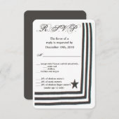 3.5x5 R.S.V.P.カードネイビー夏のドレス白Unifo 招待状 (正面/裏面)