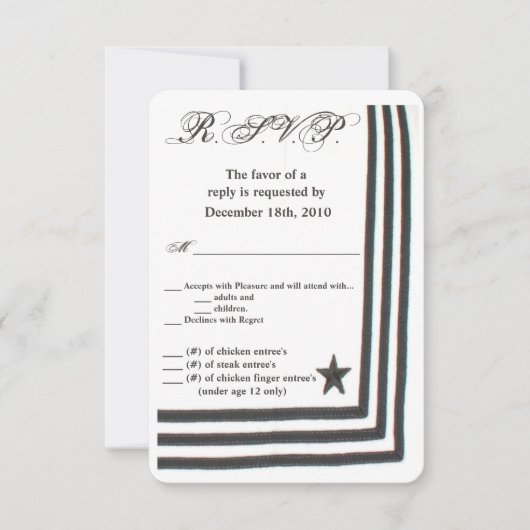 3.5x5 R.S.V.P.カードネイビー夏のドレス白Unifo 招待状 (正面)