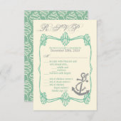 3.5x5 R.S.V.P.カードノット航海のいかりTiffブルー 出欠カード (正面/裏面)