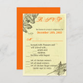 3.5x5 R.S.V.P.カードハンドドロー紅葉秋 招待状 (正面/裏面)