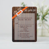 3.5x5 R.S.V.P.カードバーンドウッドダイヤモンドリボンバンド 招待状 (スタンド正面)