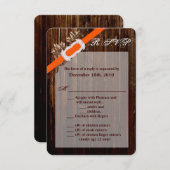 3.5x5 R.S.V.P.カードバーンドウッドダイヤモンドリボンバンド 招待状 (正面/裏面)
