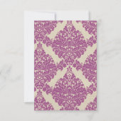 3.5x5 R.S.V.P.カードパープル金ゴールドダマスクレースプリント 招待状 (裏面)