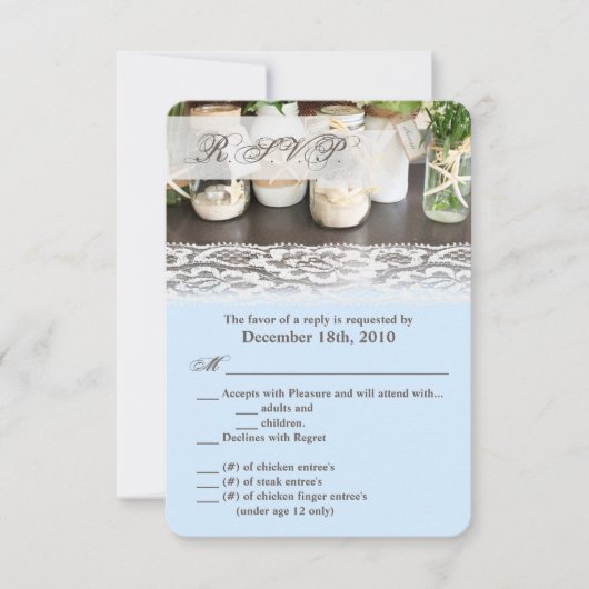 3.5x5 R.S.V.P.カードビーチシーメイソンJars海シー 招待状 (正面)