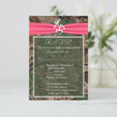 3.5x5 R.S.V.P.カードピンクの茶色になる迷彩柄 出欠カード (スタンド正面)