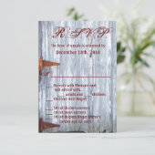 3.5x5 R.S.V.P.カードホワイトウォッシュウッドバーンドアクーン 招待状 (スタンド正面)