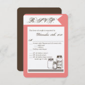 3.5x5 R.S.V.P.カードメイスンジャー国のバ素朴ース 招待状 (正面/裏面)