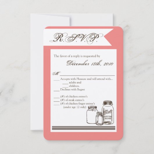 3.5x5 R.S.V.P.カードメイスンジャー国のバ素朴ース 招待状 (正面)