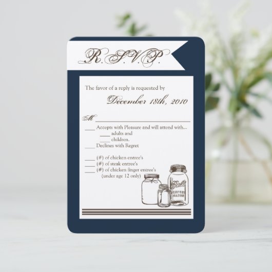 3.5x5 R.S.V.P.カードメイスンジャー国のバ素朴ース 招待状 (スタンド正面)