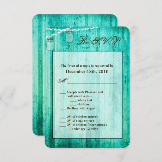 3.5x5 R.S.V.P.カードメイスンジャー文字列ライトウッド 招待状 (正面/裏面)