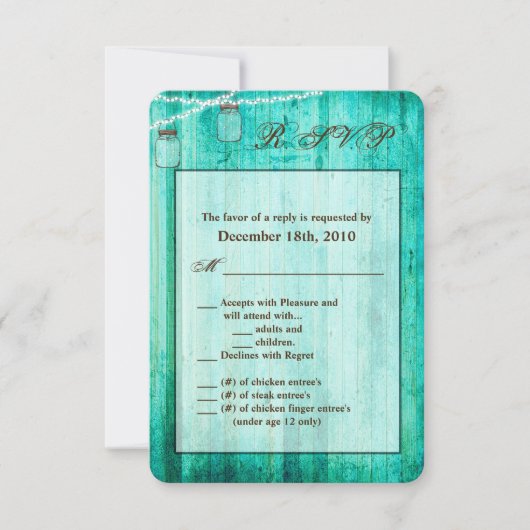 3.5x5 R.S.V.P.カードメイスンジャー文字列ライトウッド 招待状 (正面)