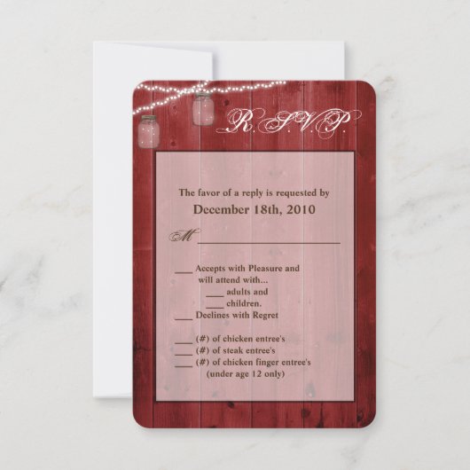 3.5x5 R.S.V.P.カードメイスンジャー文字列ライトウッド 招待状 (正面)