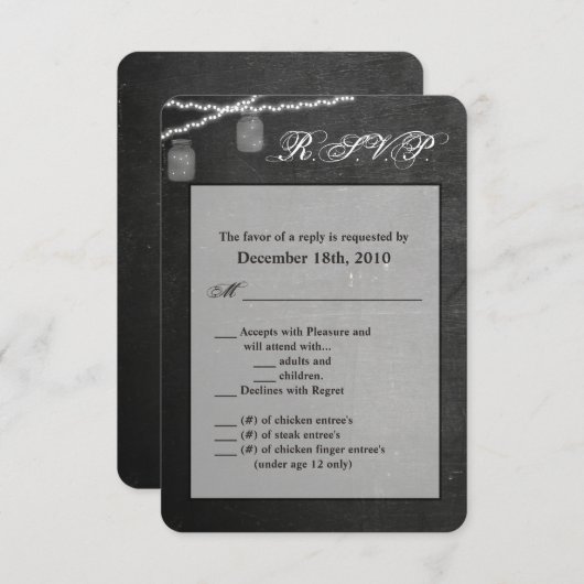 3.5x5 R.S.V.P.カードメイスンジャー文字列ライトチョーク 招待状 (正面/裏面)