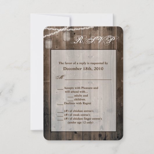 3.5x5 R.S.V.P.カードメイスンジャー文字列ライトバーン 招待状 (正面)