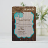 3.5x5 R.S.V.P.カードメイソンjarイニシャルクー素朴ン 招待状 (スタンド正面)