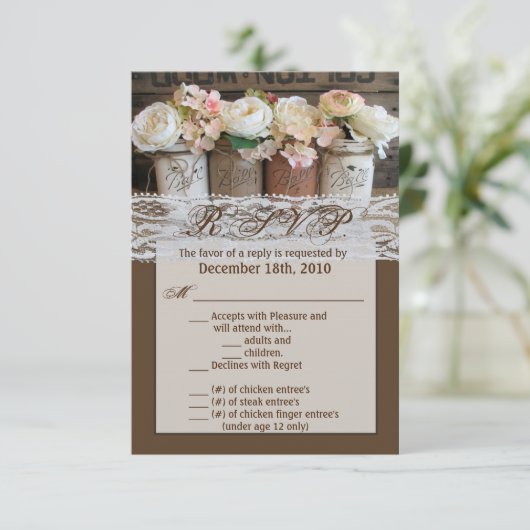 3.5x5 R.S.V.P.カードメイソンjarワイルドフラワーズバーンウー 招待状 (スタンド正面)