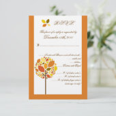 3.5x5 R.S.V.P.カードモダンな秋の木 出欠カード (スタンド正面)