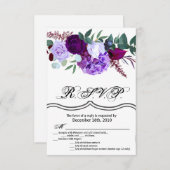 3.5x5 R.S.V.P.カードラベンダーハイビスカスの白 招待状 (正面/裏面)