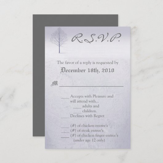 3.5x5 R.S.V.P.カード冬ワンダーランドツリーズスノー 招待状 (正面/裏面)