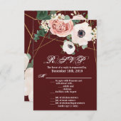 3.5x5 R.S.V.P.カード幾何学的ガーデンバラワイン 招待状 (正面/裏面)