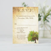 3.5x5 R.S.V.P.カード春ツリーの古い紙ヴィンテージ 招待状 (スタンド正面)