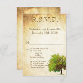 3.5x5 R.S.V.P.カード春ツリーの古い紙ヴィンテージ 招待状 (正面/裏面)