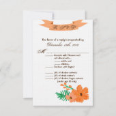 3.5x5 R.S.V.P.カード春ハイビスカスフラワーハワイア 招待状 (正面)