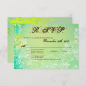 3.5x5 R.S.V.P.カード春ハイビスカスフラワーハワイア 招待状 (正面/裏面)