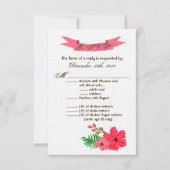 3.5x5 R.S.V.P.カード春ハイビスカスフラワーハワイア 招待状 (正面)