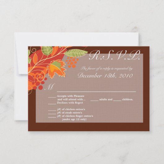 3.5x5 R.S.V.P.カード紅葉秋フローラ 招待状 (正面)
